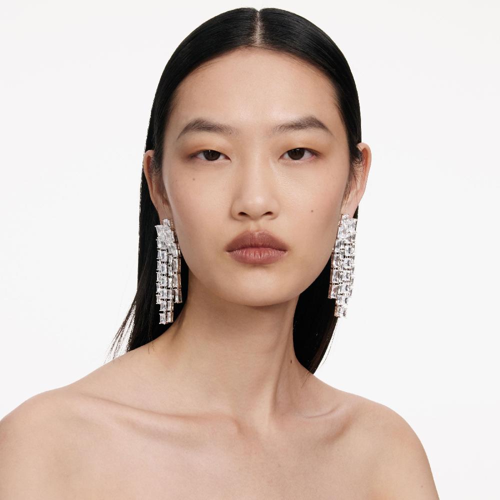 Self Portrait Square Crystal Dangle Earrings JEWELLERY