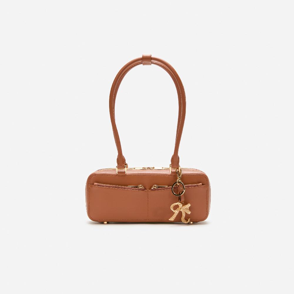self portrait Tan Leather Shoulder Bag With Charm BAGS
