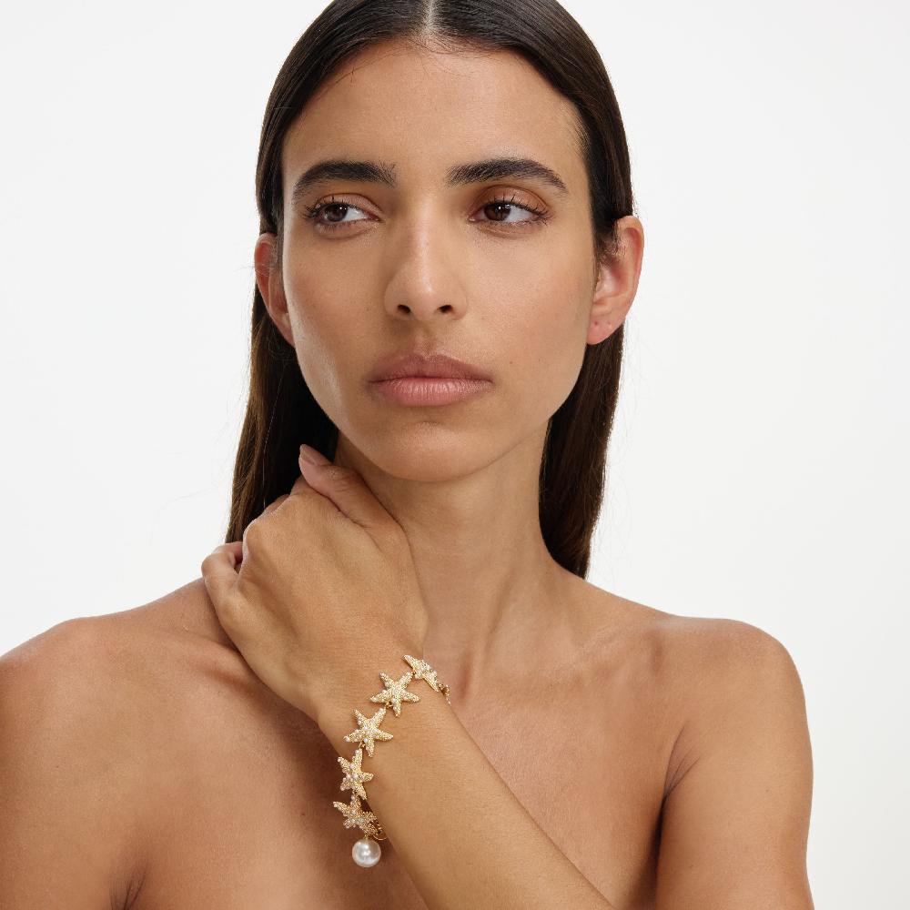 Self Portrait Textured Gold Sea Star Bracelet JEWELLERY