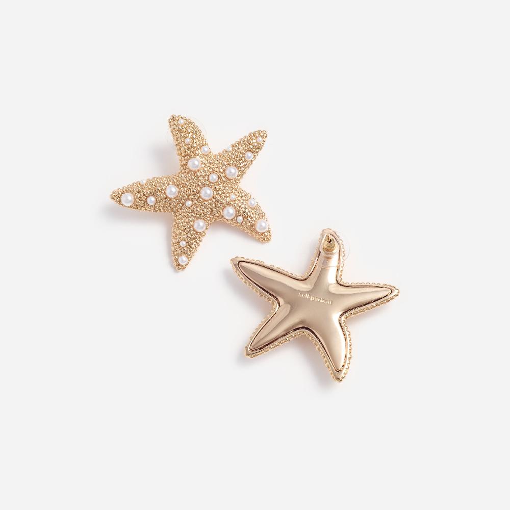 Self Portrait Textured Gold Sea Star Earrings JEWELLERY