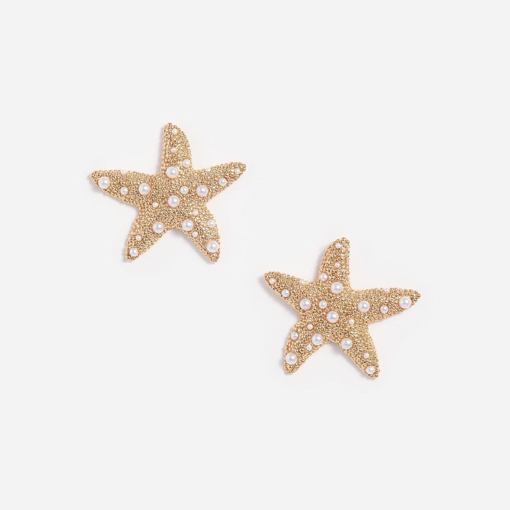 self portrait Textured Gold Sea Star Earrings JEWELLERY