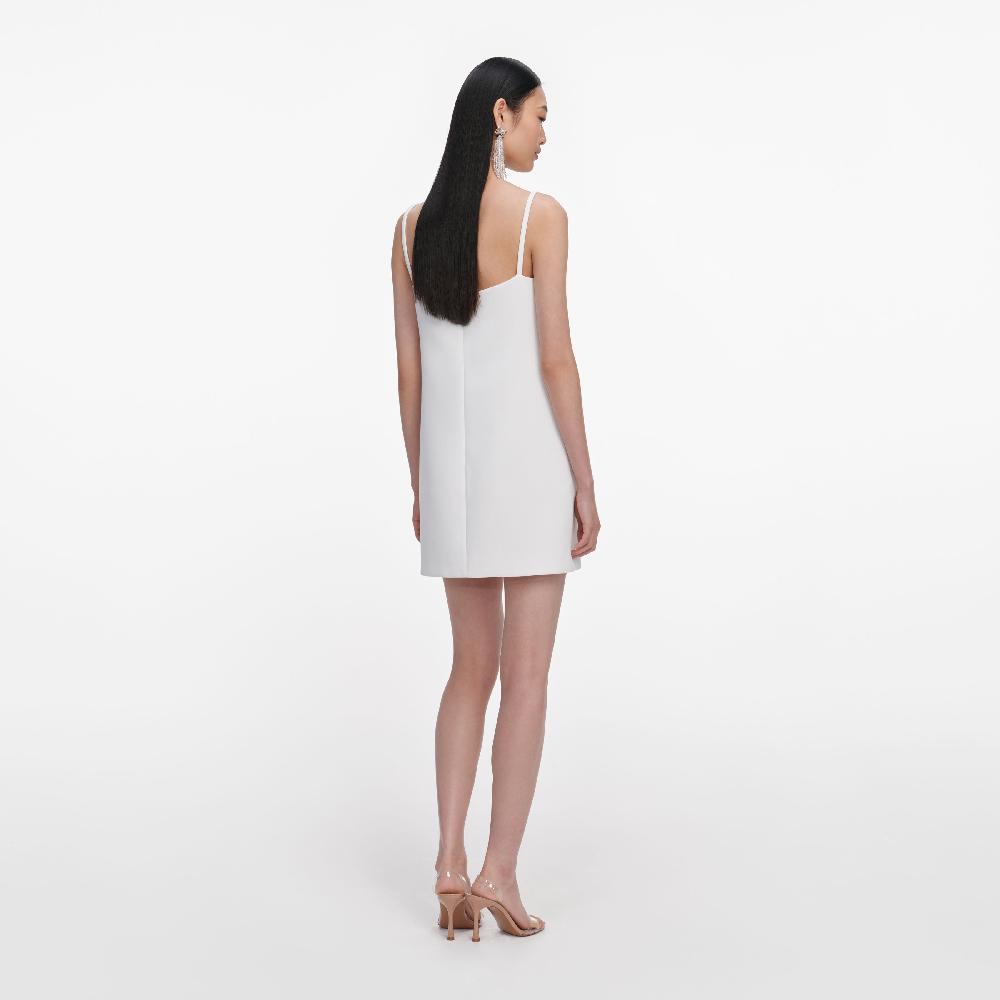 Self Portrait White Crepe 3D Sequin Flower Mini Dress CLOTHING