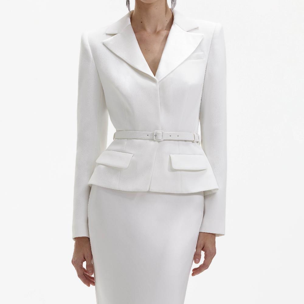 Self Portrait White Crepe Tailored Maxi Dress CLOTHING