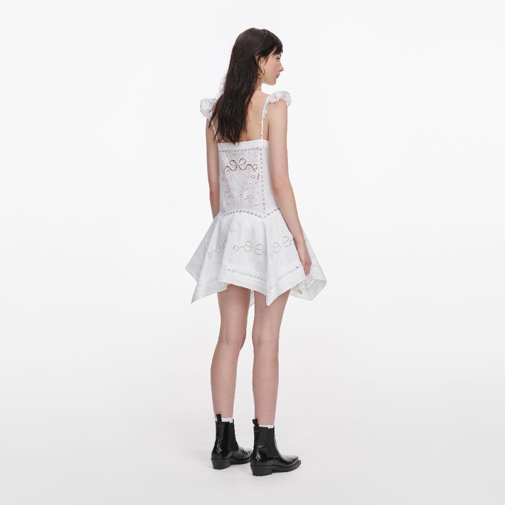 Self Portrait White Embroidered Mini Dress CLOTHING