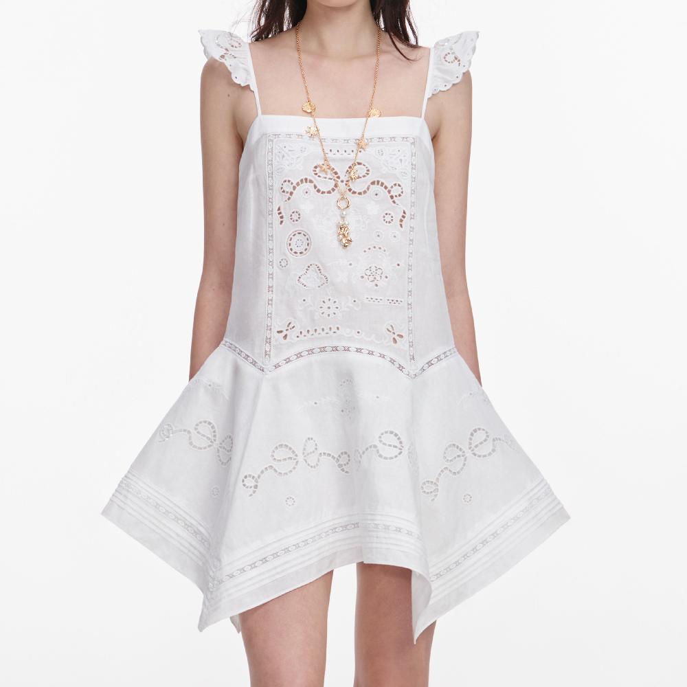 Self Portrait White Embroidered Mini Dress CLOTHING