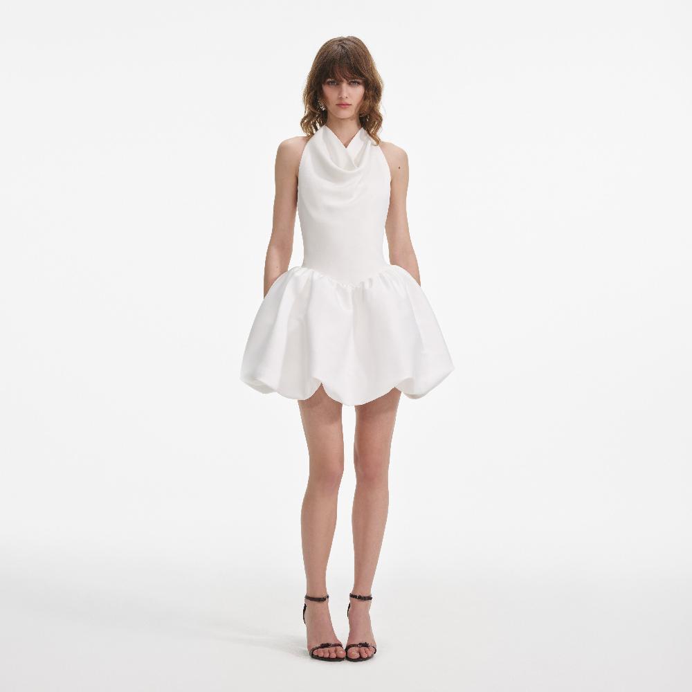 self portrait White Halter Neck Mini Dress CLOTHING