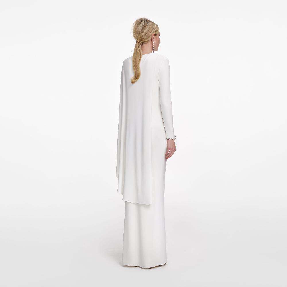 Self Portrait White Jersey Drape Maxi Dress CLOTHING
