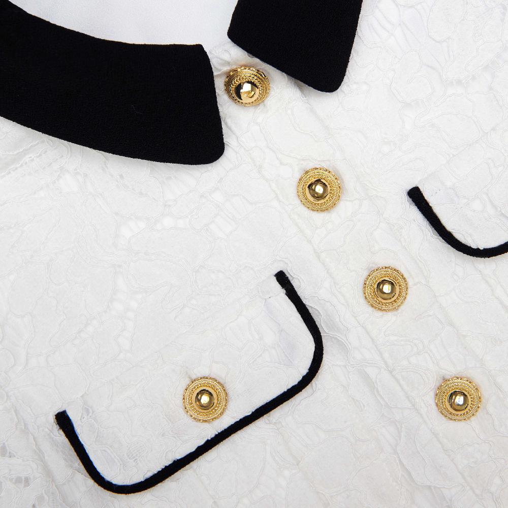 Self Portrait White Lace Contrast Collar Dress KIDS