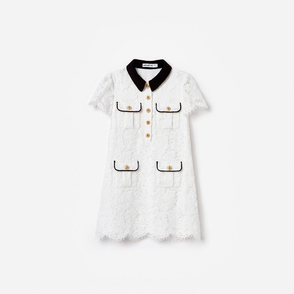 self portrait White Lace Contrast Collar Dress KIDS