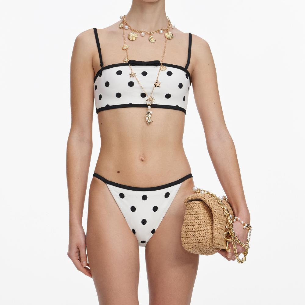 Self Portrait White Polka Dot Bikini Bottoms CLOTHING
