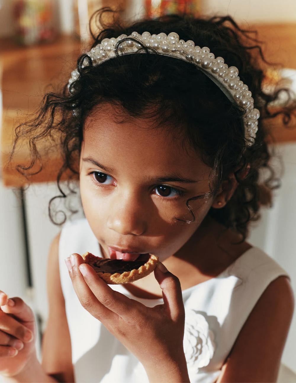 Self Portrait White Satin Pearl Embellished Headband KIDS