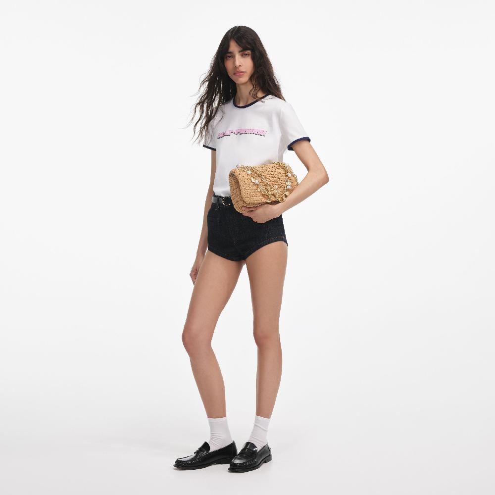 Self Portrait White T-Shirt With Pink SP Logo CLOTHING