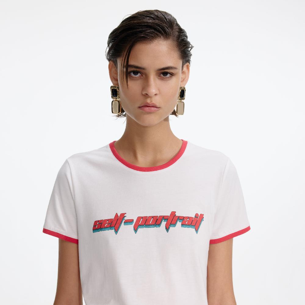 Self Portrait White T-Shirt With Red SP Logo CLOTHING