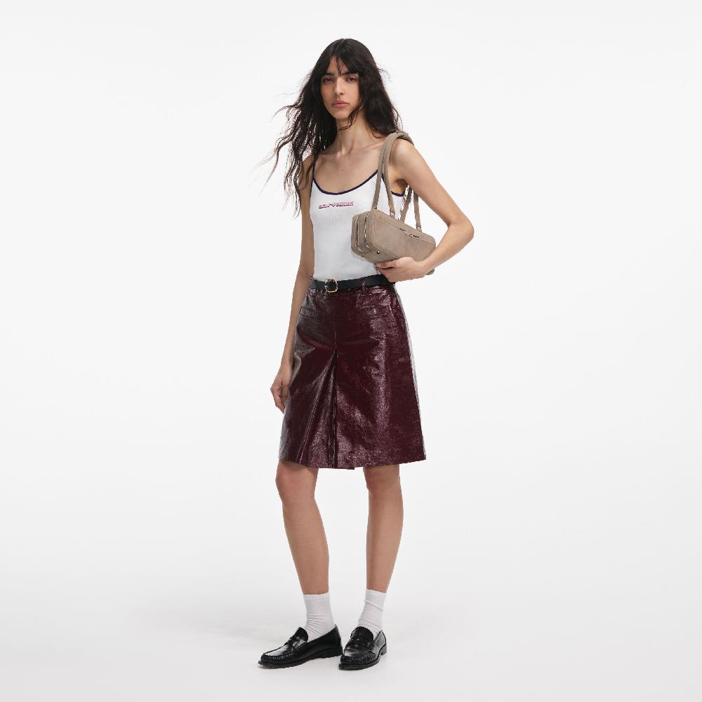 Self Portrait White Vest With Pink SP Logo CLOTHING