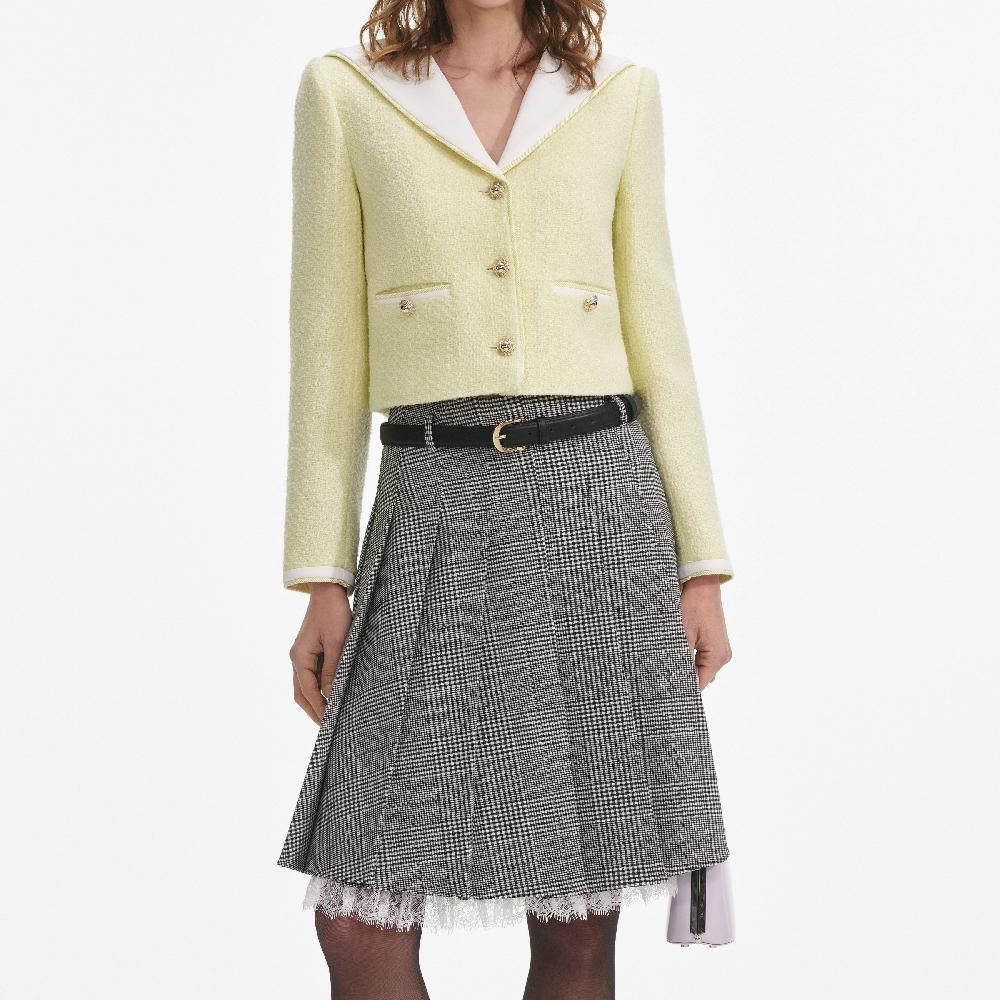 Self Portrait Yellow Boucle Contrast Collar Jacket CLOTHING