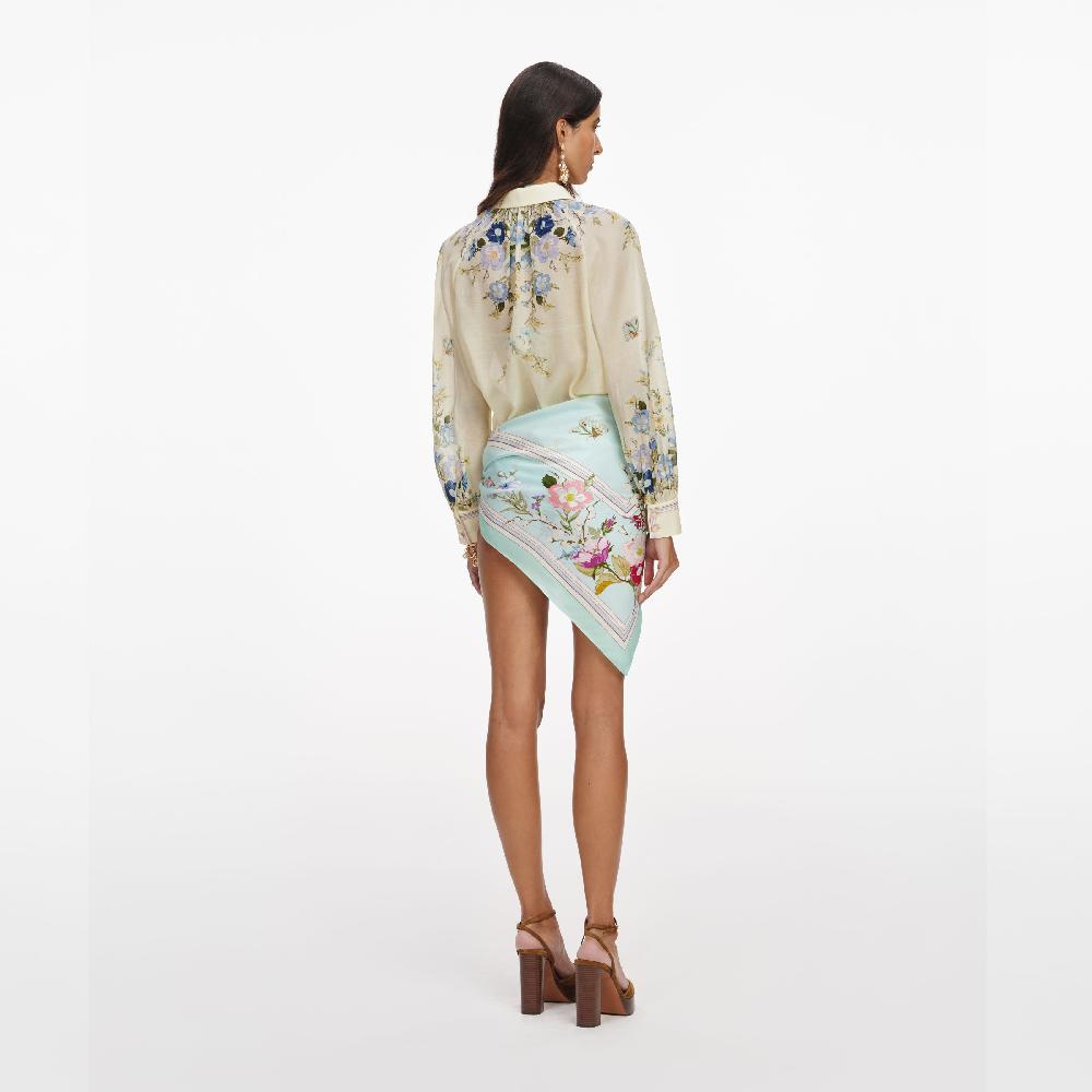 Self Portrait Yellow Floral Organza Blouse CLOTHING