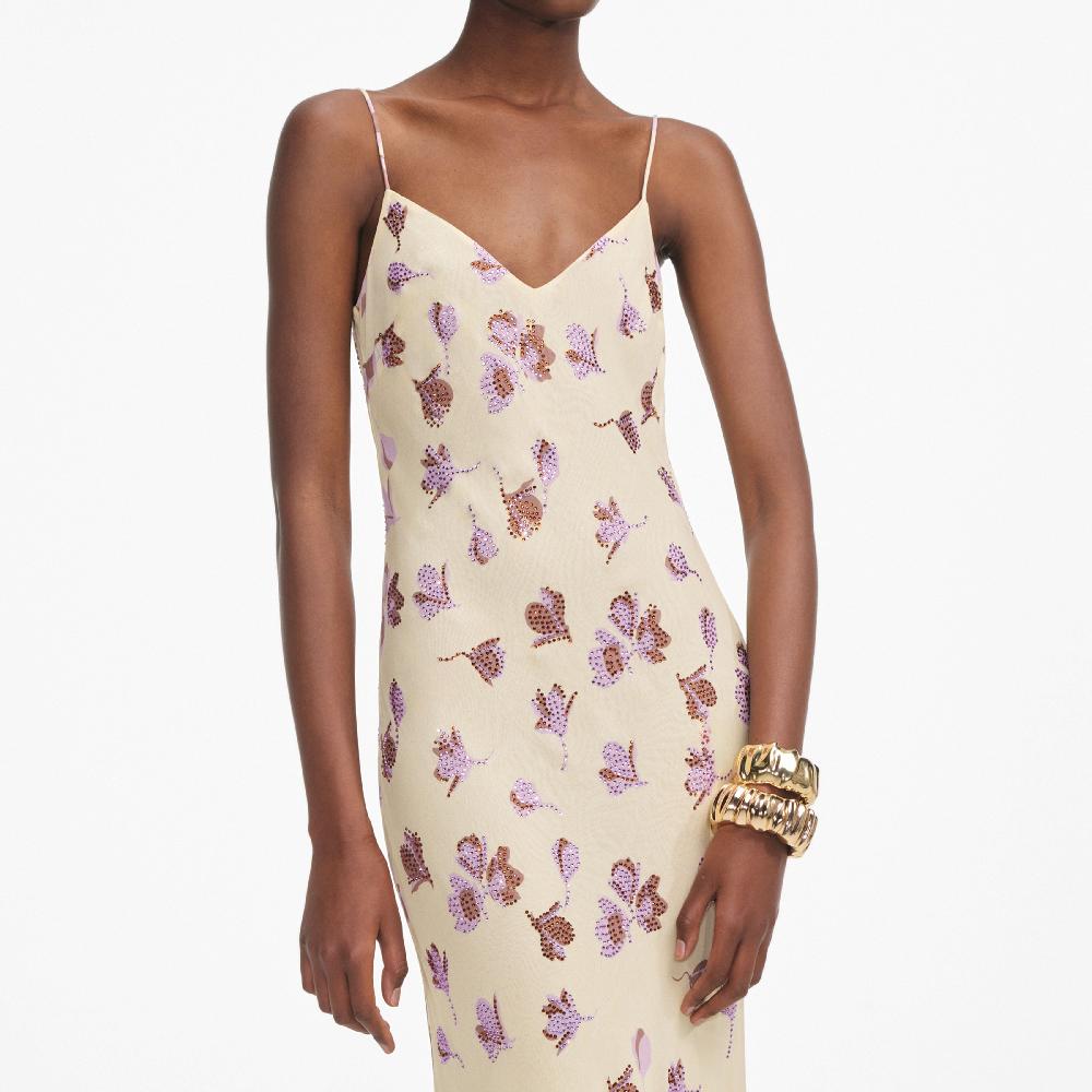 Self Portrait Yellow Floral Rhinestone Maxi Dress CLOTHING