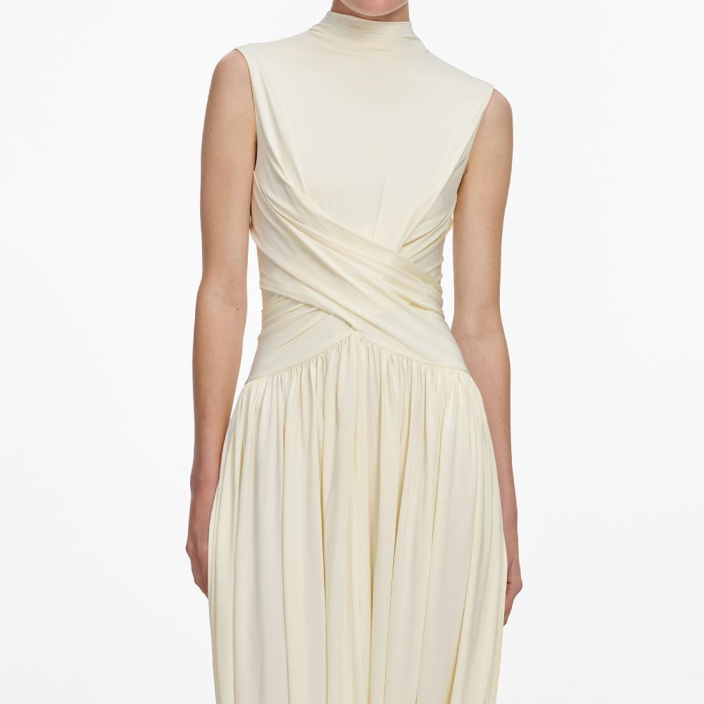 Self Portrait Yellow Jersey Wrap Midi Dress CLOTHING