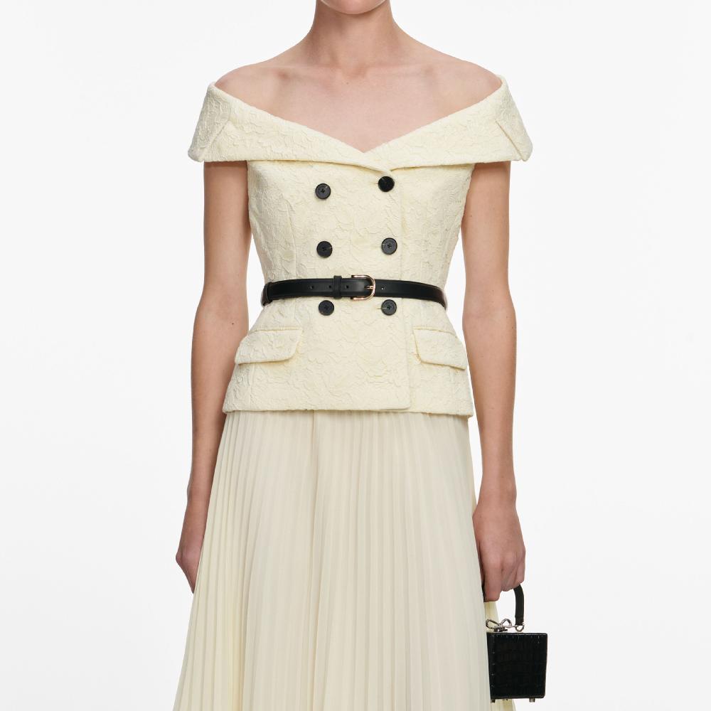 Self Portrait Yellow Lace Chiffon Midi Dress CLOTHING