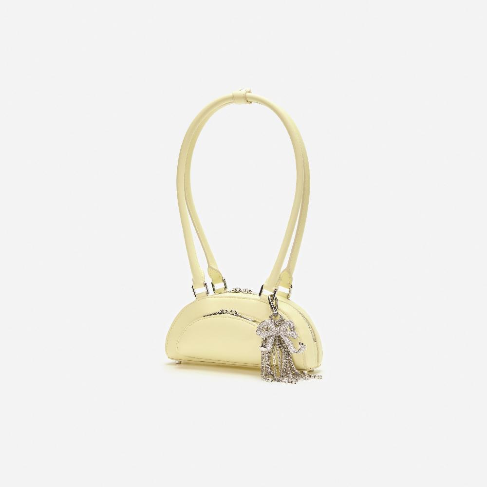 Self Portrait Yellow Leather Mini Shoulder Bag With Charm BAGS