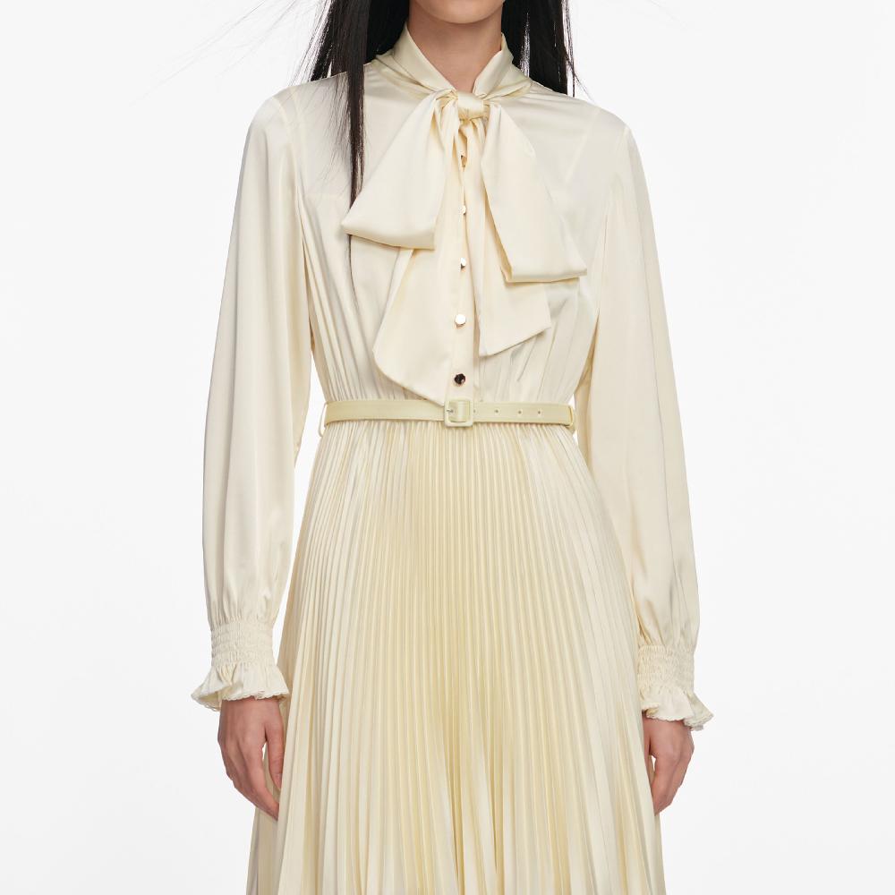 Self Portrait Yellow Satin Lace Midi Dress CLOTHING