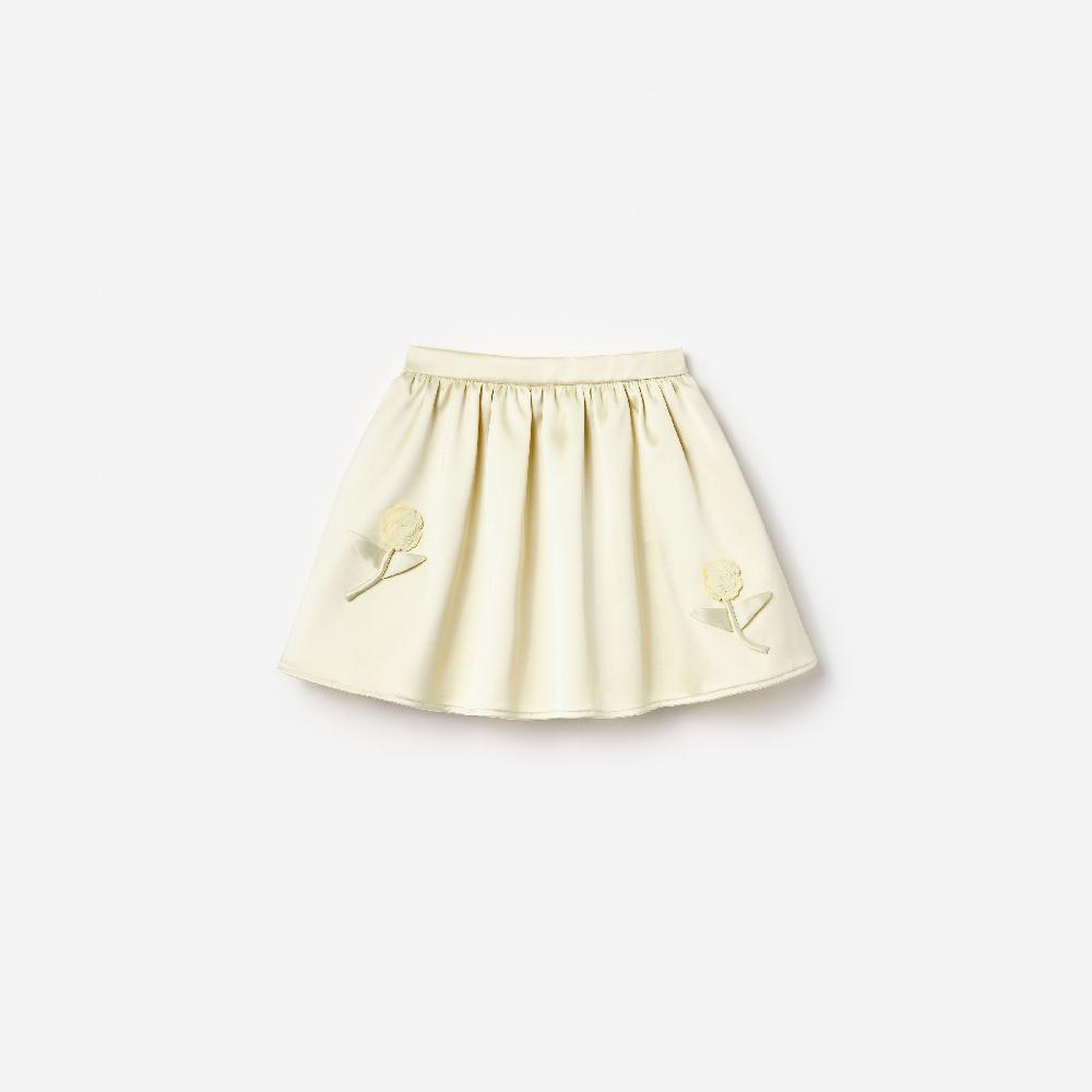 self portrait Yellow Satin Sequin Flower Skirt KIDS