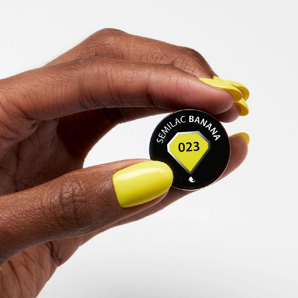 Semilac 023 Banana - Semilac Soak Off Gel / Hybrid Nail Polish - "Tropical Drinks" Collection UV Hybrid Color