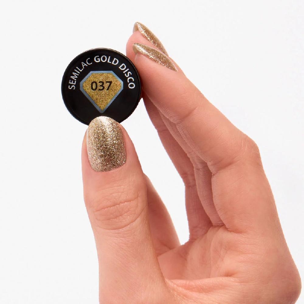 Semilac 037 Gold Disco - Semilac Soak Off Gel / Hybrid Nail Polish UV Hybrid Color