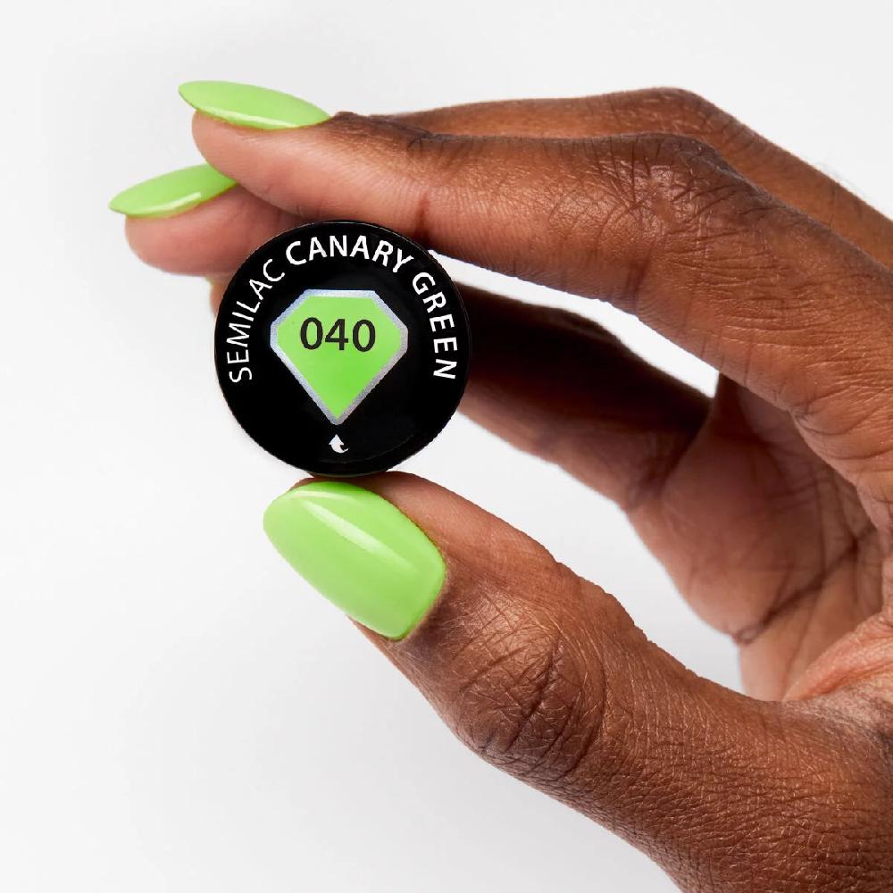 Semilac 040 Canary Green - Semilac Soak Off Gel / Hybrid Nail Polish - "Tropical Drinks" Collection UV Hybrid Color