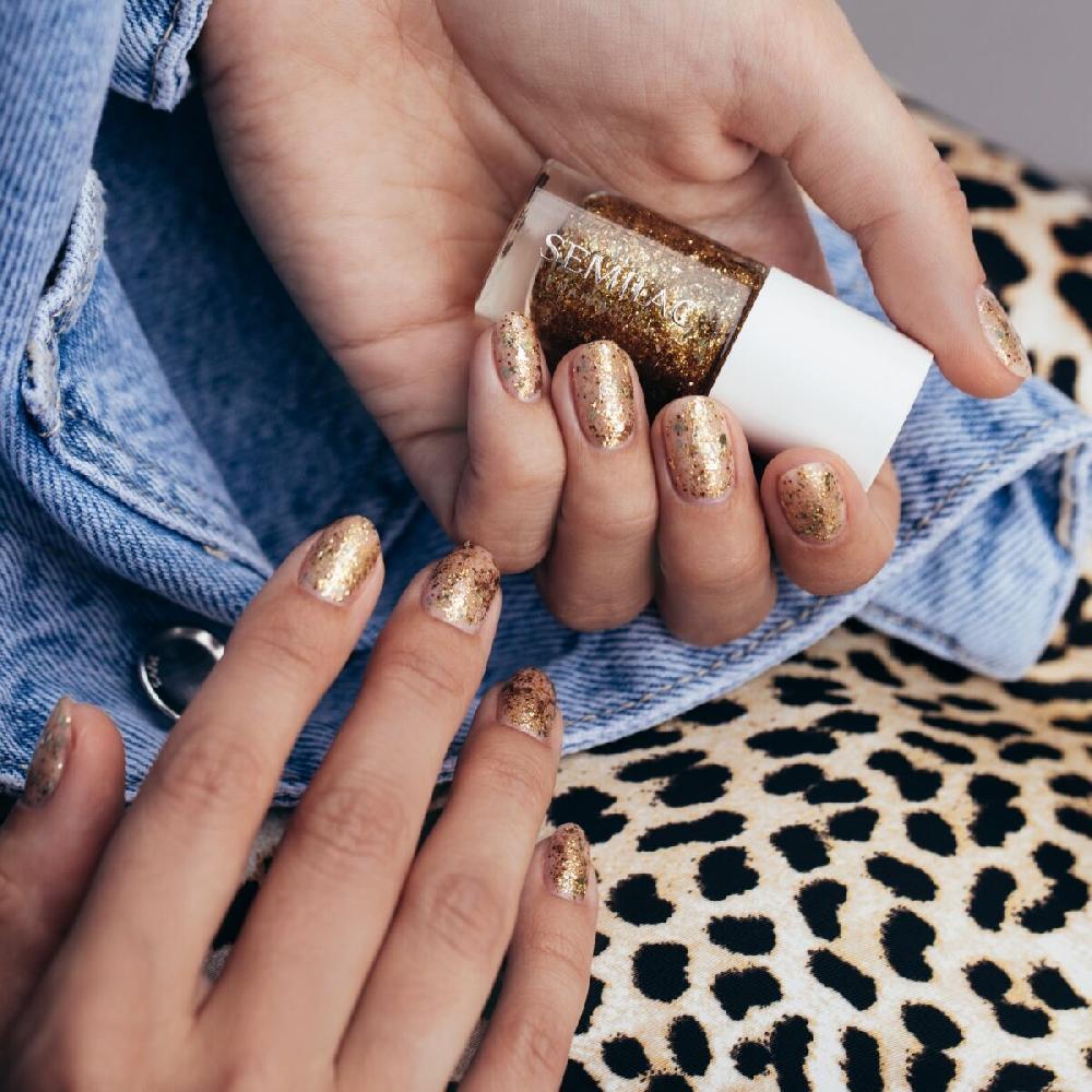 Semilac 042 Flakes Of Gold - Semilac Regular Nail Polish Nail Polish
