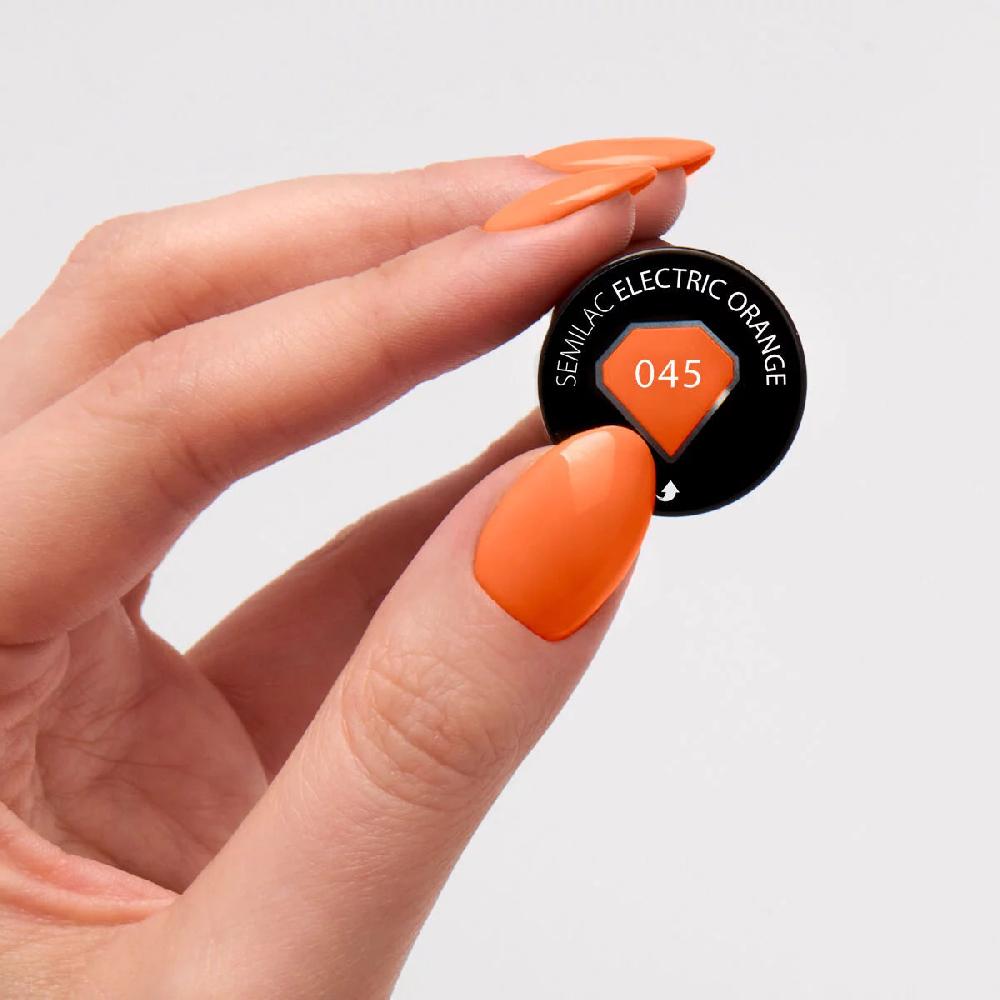 Semilac 045 Electric Orange - Semilac Soak Off Gel / Hybrid Nail Polish UV Hybrid Color