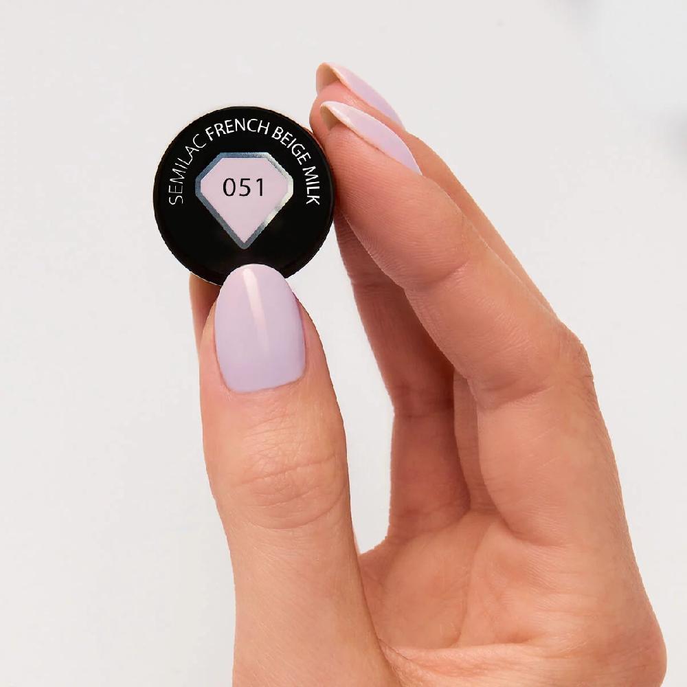 Semilac 051 French Beige Milk - Semilac Soak Off Gel / Hybrid Nail Polish UV Hybrid Base/Top