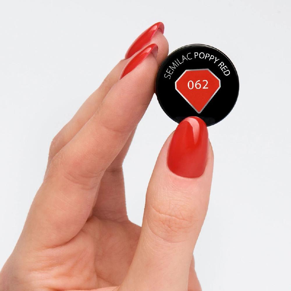 Semilac 062 Poppy Red - Semilac Soak Off Gel / Hybrid Nail Polish UV Hybrid Color