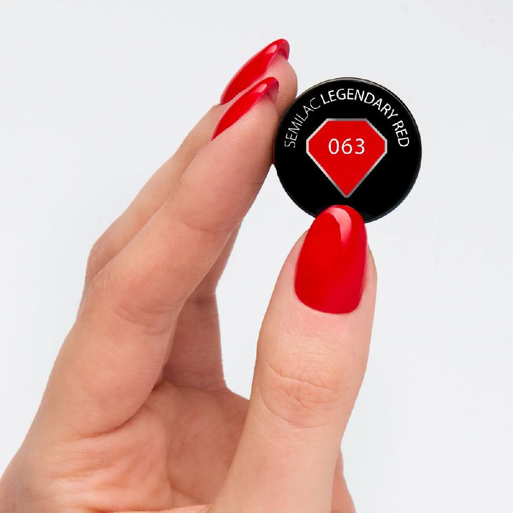 Semilac 063 Legendary Red - Semilac Soak Off Gel / Hybrid Nail Polish UV Hybrid Color
