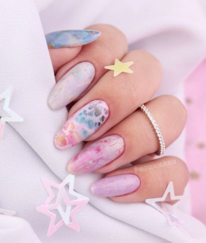 Semilac 07 BLUE MARBLE Semilac Nail Transfer Foil Nail Art