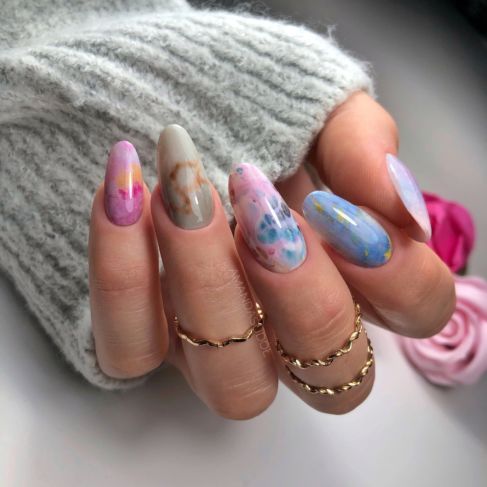 Semilac 08 RAINBOW MARBLE Semilac Nail Transfer Foil Nail Art