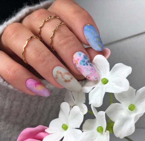 Semilac 09 PINK & BLUE MARBLE Semilac Nail Transfer Foil Nail Art