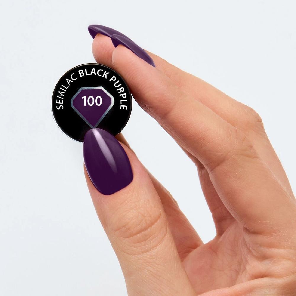 Semilac 100 Black Purple - Semilac Soak Off Gel / Hybrid Nail Polish UV Hybrid Color
