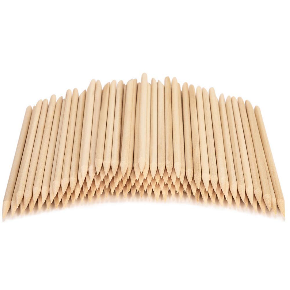 semilac 100 PCS Orange Sticks for Nails 4.5 Inch - Wooden Cuticle Pusher & Remover Nail Tools