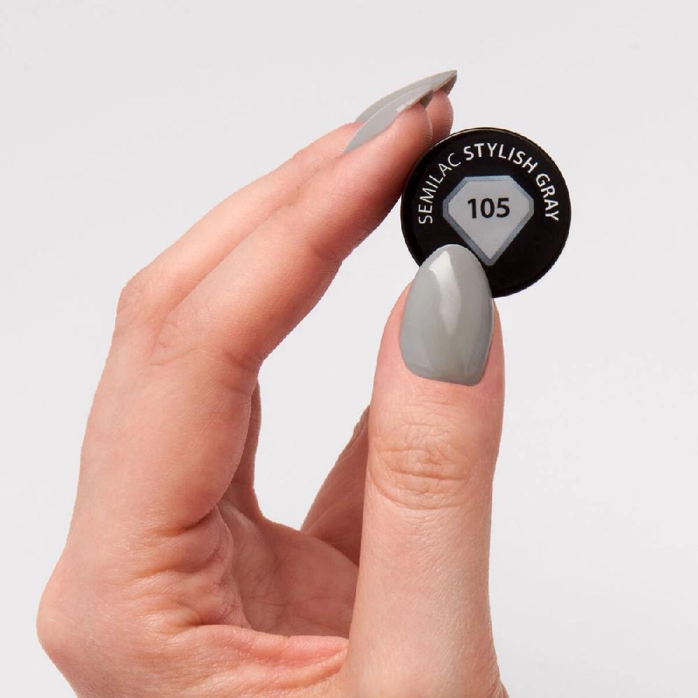 Semilac 105 Stylish Grey - Semilac Soak Off Gel / Hybrid Nail Polish UV Hybrid Color