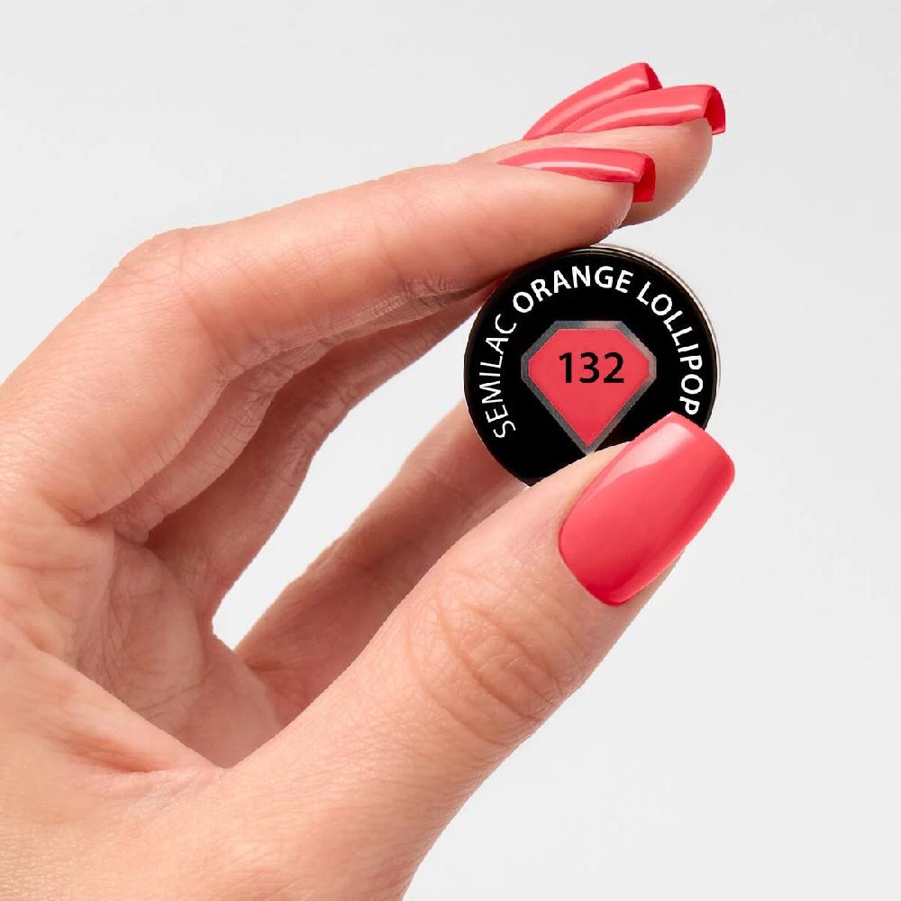 Semilac 132 Orange Lollipop - Semilac Soak Off Gel / Hybrid Nail Polish UV Hybrid Color