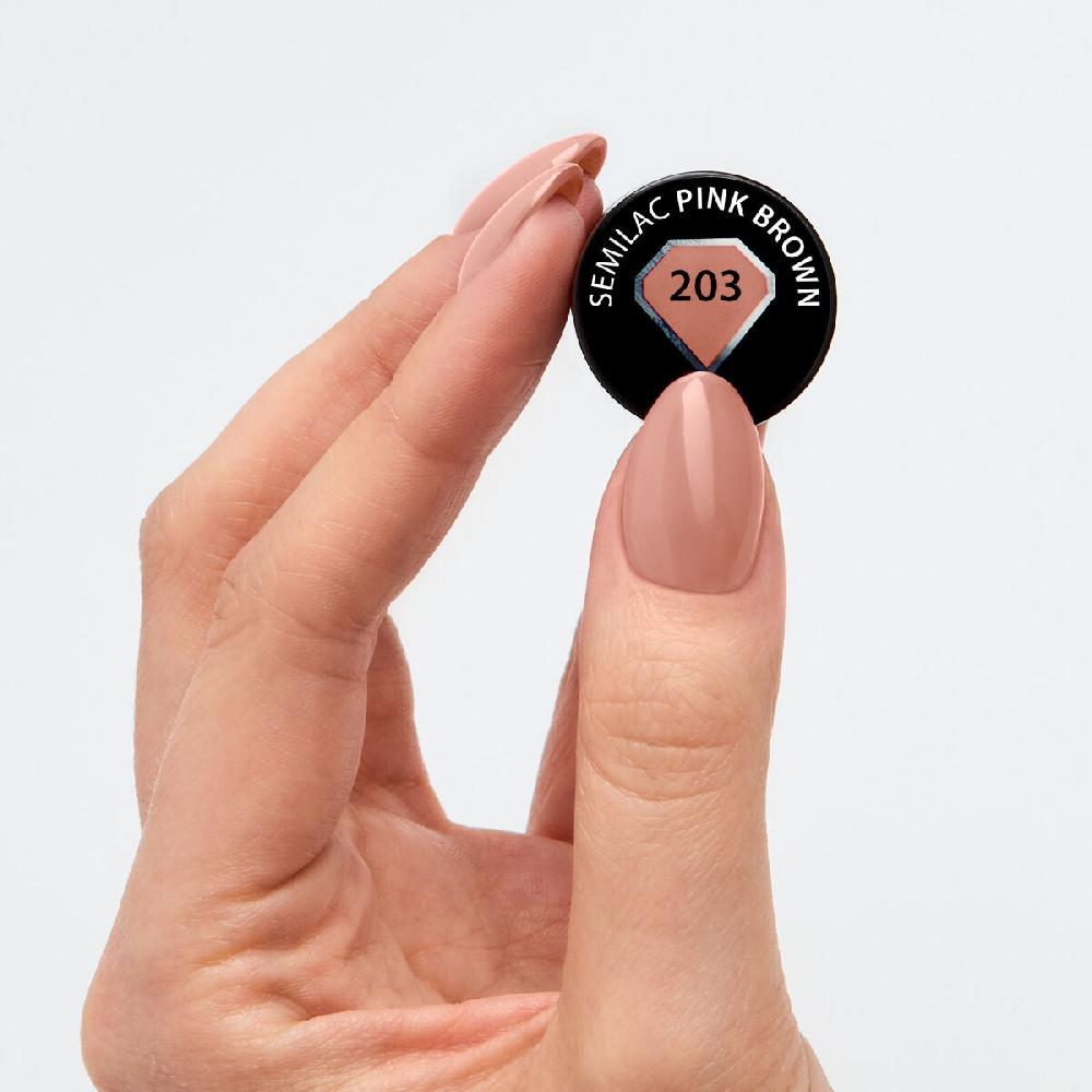 Semilac 203 Business Line Pink Brown - Semilac Soak Off Gel / Hybrid Nail Polish UV Hybrid Color