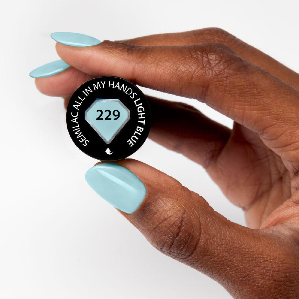 Semilac 229 LIGHT BLUE Semilac Soak Off Gel / Hybrid Nail Polish - COLLECTION ALL IN MY HANDS UV Hybrid Color