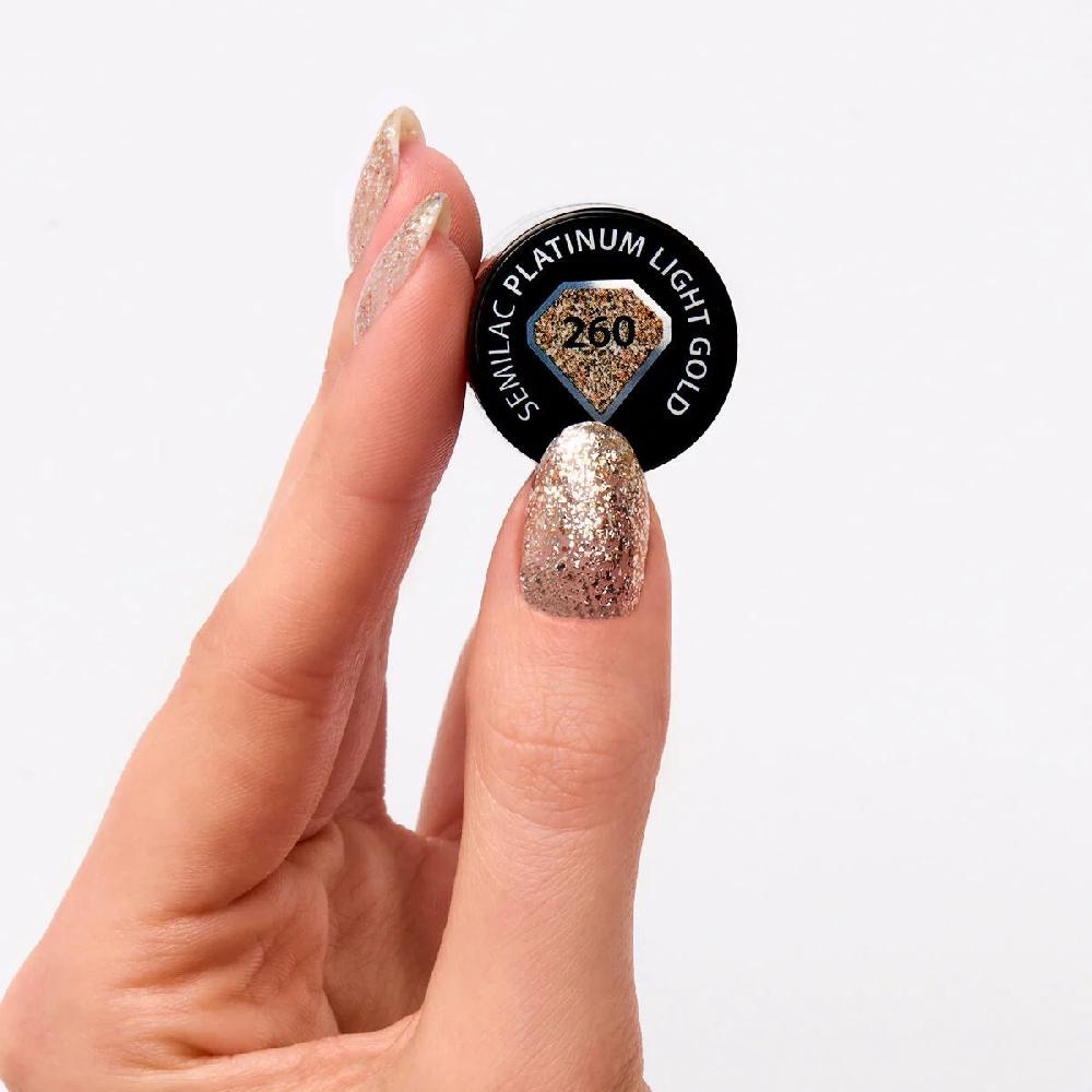 Semilac 260 Platinum Light Gold - Semilac Soak Off Gel / Hybrid Nail Polish UV Hybrid Color
