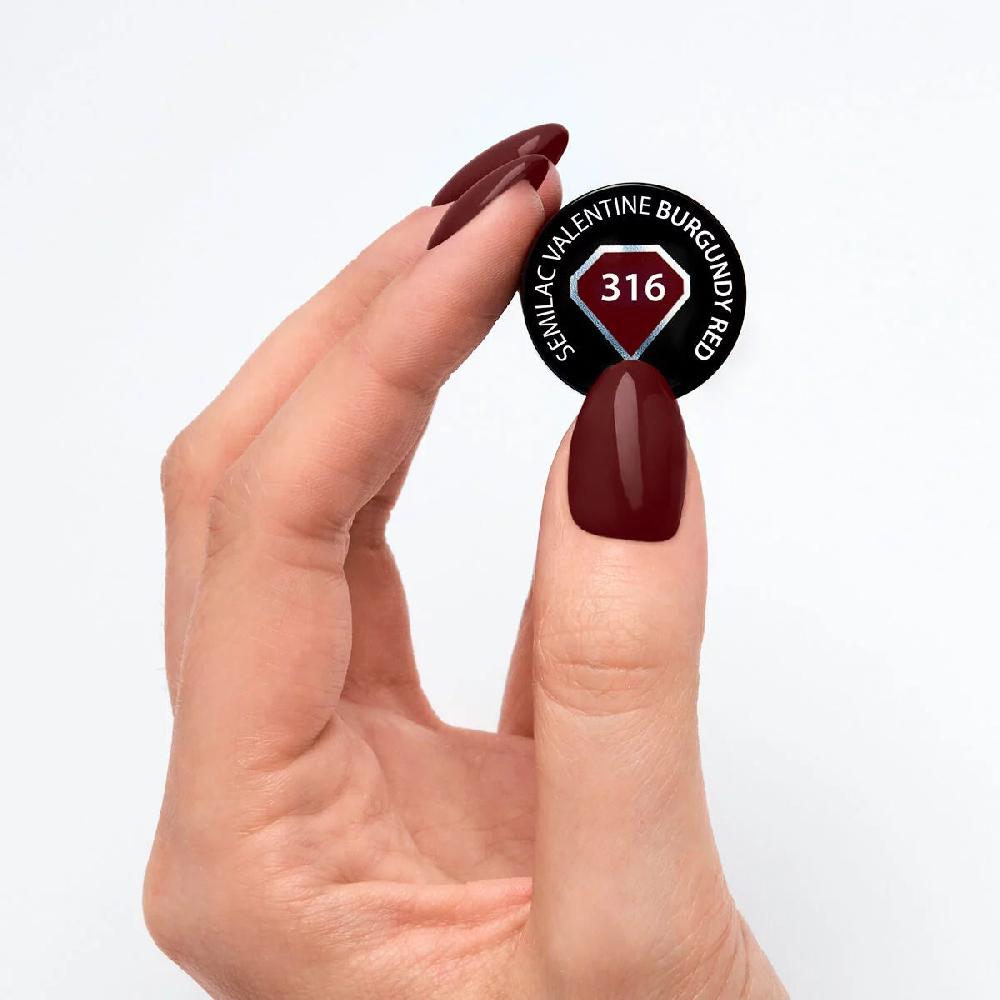 Semilac 316 Burgundy Red - Semilac Soak Off Gel / Hybrid Nail Polish UV Hybrid Color
