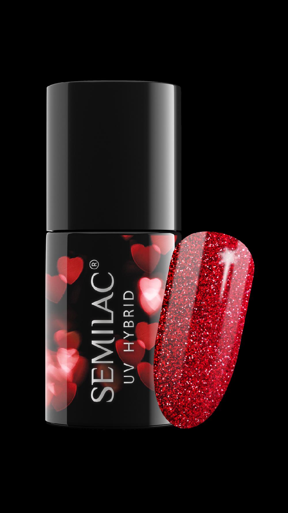 Semilac 318 Burgundy Red Glitter - Semilac Soak Off Gel / Hybrid Nail Polish UV Hybrid Color
