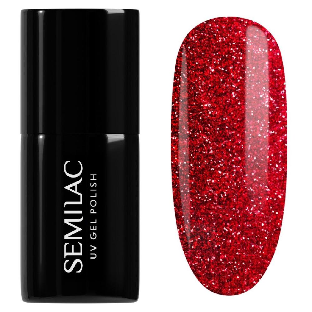 semilac 318 Burgundy Red Glitter - Semilac Soak Off Gel / Hybrid Nail Polish UV Hybrid Color