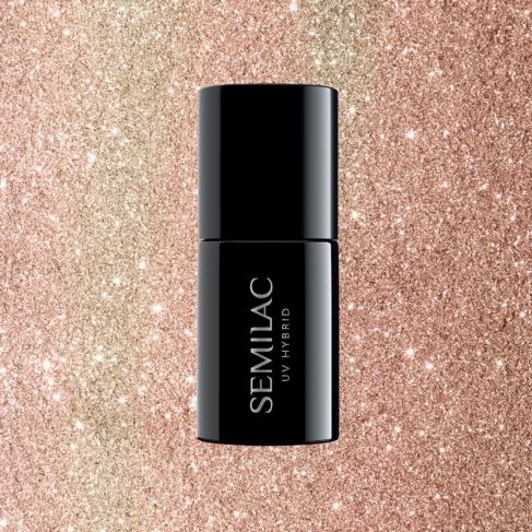 Semilac 349 DELICATE VANILLA GLITTER - Semilac Soak Off Gel / Hybrid Nail Polish UV Hybrid Color