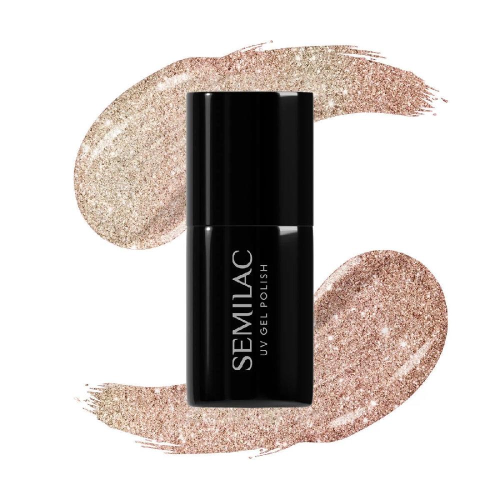 semilac 349 DELICATE VANILLA GLITTER - Semilac Soak Off Gel / Hybrid Nail Polish UV Hybrid Color