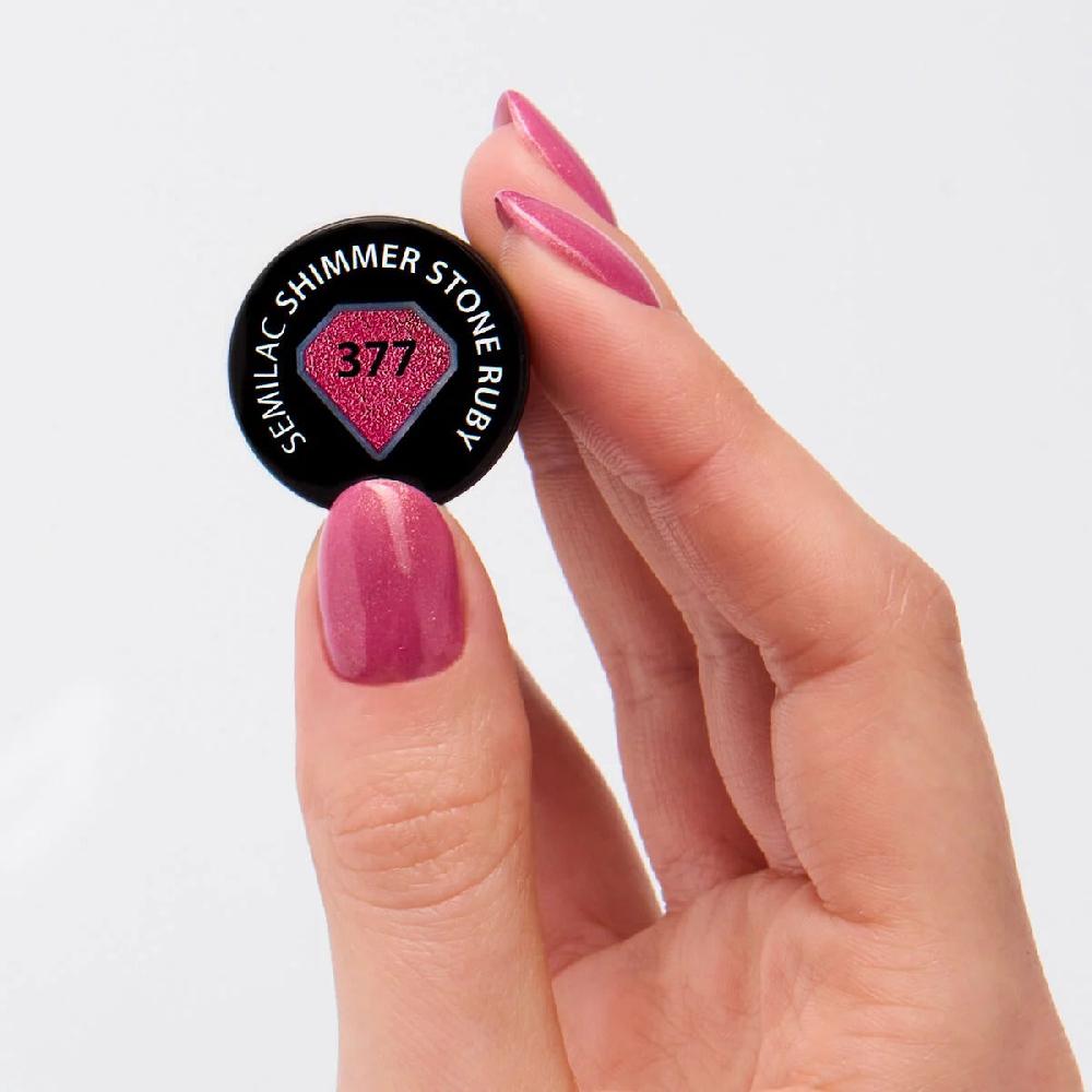 Semilac 377 Shimmer Stone Ruby - Semilac Soak Off Gel / Hybrid Nail Polish UV Hybrid Color